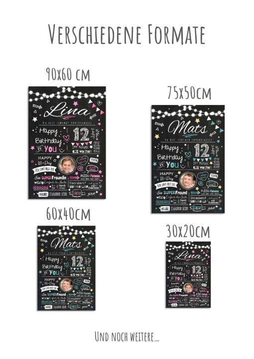 Meilensteintafel Chalkboard Geschenk 12. Geburtstag Personalisiert Geburtstagstafel Junge Mädchen Chalk O Classic11