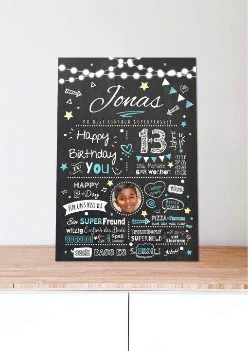 Meilensteintafel Chalkboard Geschenk 13. Geburtstag Personalisiert Geburtstagstafel Junge Mädchen Chalk O Classic05