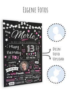 Meilensteintafel Chalkboard Geschenk 13. Geburtstag Personalisiert Geburtstagstafel Junge Mädchen Chalk O Classic10