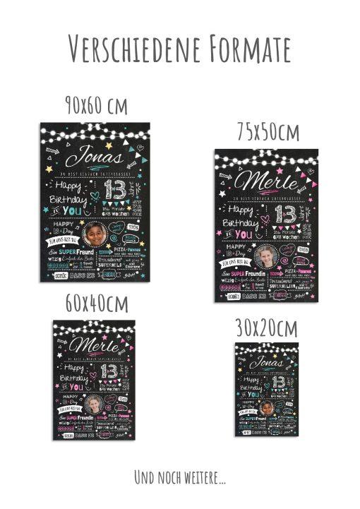 Meilensteintafel Chalkboard Geschenk 13. Geburtstag Personalisiert Geburtstagstafel Junge Mädchen Chalk O Classic11