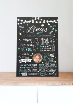 Meilensteintafel Chalkboard Geschenk 14. Geburtstag Personalisiert Geburtstagstafel Junge Mädchen Chalk O Classic05