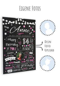Meilensteintafel Chalkboard Geschenk 14. Geburtstag Personalisiert Geburtstagstafel Junge Mädchen Chalk O Classic10