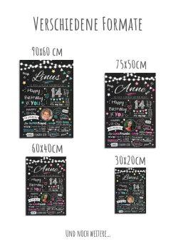 Meilensteintafel Chalkboard Geschenk 14. Geburtstag Personalisiert Geburtstagstafel Junge Mädchen Chalk O Classic11