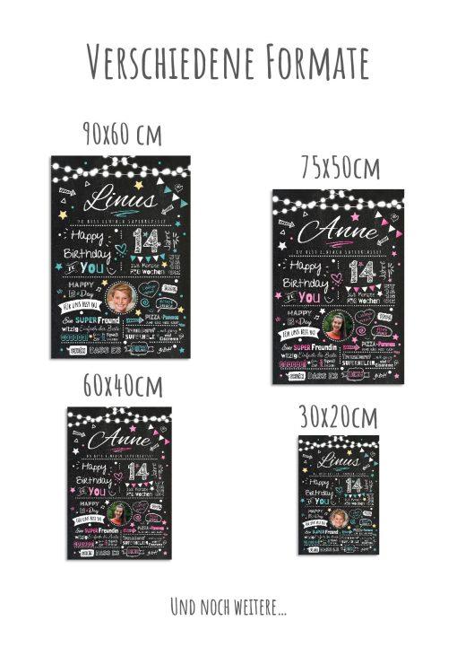 Meilensteintafel Chalkboard Geschenk 14. Geburtstag Personalisiert Geburtstagstafel Junge Mädchen Chalk O Classic11