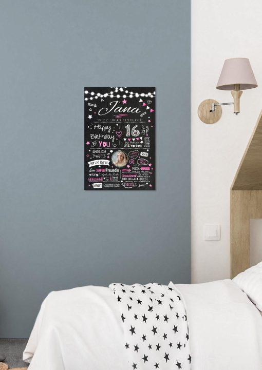 Meilensteintafel Chalkboard Geschenk 16. Geburtstag Personalisiert Geburtstagstafel Junge Mädchen Chalk O Classic01