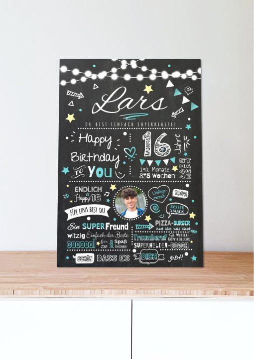 Meilensteintafel Chalkboard Geschenk 16. Geburtstag Personalisiert Geburtstagstafel Junge Mädchen Chalk O Classic05