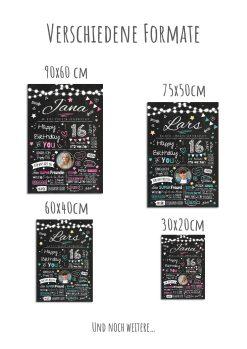 Meilensteintafel Chalkboard Geschenk 16. Geburtstag Personalisiert Geburtstagstafel Junge Mädchen Chalk O Classic11