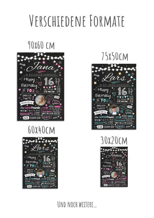 Meilensteintafel Chalkboard Geschenk 16. Geburtstag Personalisiert Geburtstagstafel Junge Mädchen Chalk O Classic11