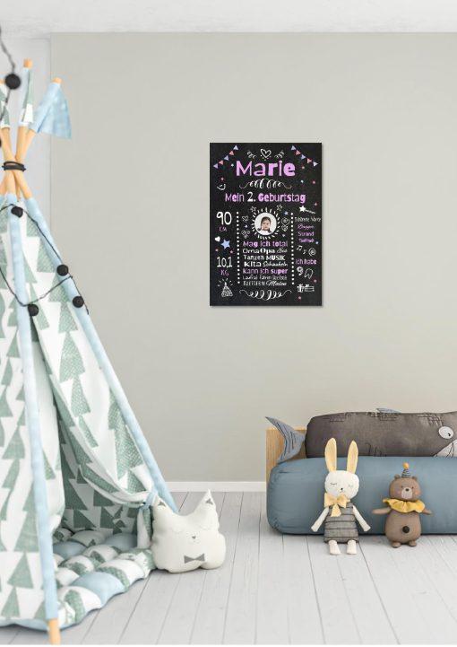 Meilensteintafel Chalkboard Geschenk 2. Geburtstag Personalisiert Geburtstagstafel Mädchen Junge 01