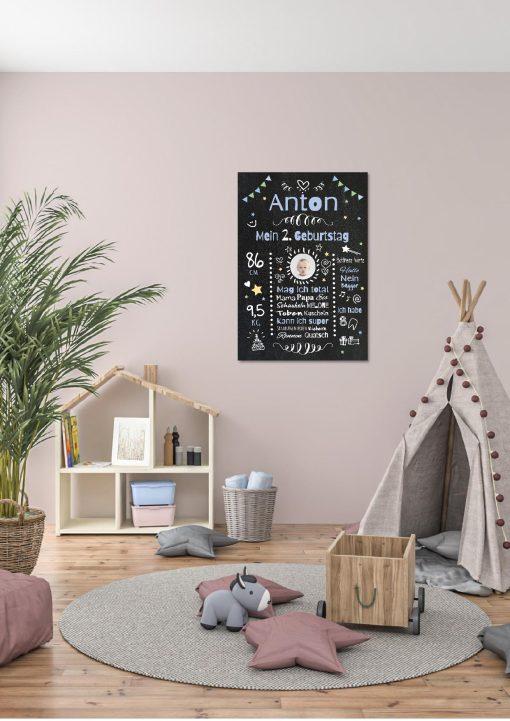 Meilensteintafel Chalkboard Geschenk 2. Geburtstag Personalisiert Geburtstagstafel Mädchen Junge 02