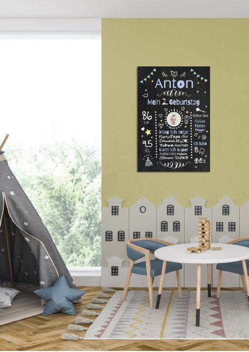 Meilensteintafel Chalkboard Geschenk 2. Geburtstag Personalisiert Geburtstagstafel Mädchen Junge 04