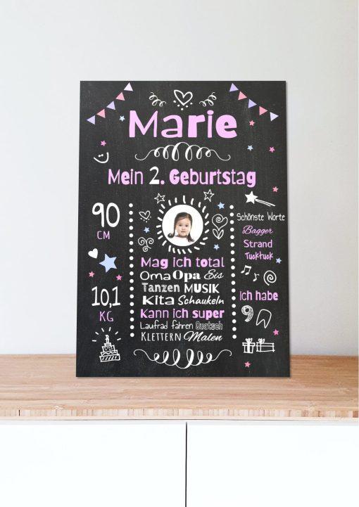 Meilensteintafel Chalkboard Geschenk 2. Geburtstag Personalisiert Geburtstagstafel Mädchen Junge 11