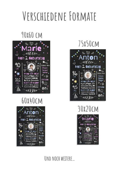Meilensteintafel Chalkboard Geschenk 2. Geburtstag Personalisiert Geburtstagstafel Mädchen Junge 17