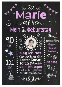Meilensteintafel Chalkboard Geschenk 2. Geburtstag Personalisiert Geburtstagstafel Mädchen Junge 2