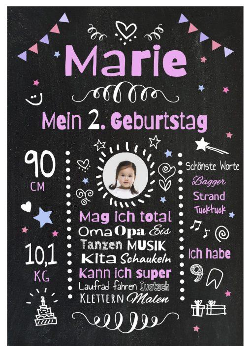 Meilensteintafel Chalkboard Geschenk 2. Geburtstag Personalisiert Geburtstagstafel Mädchen Junge 2