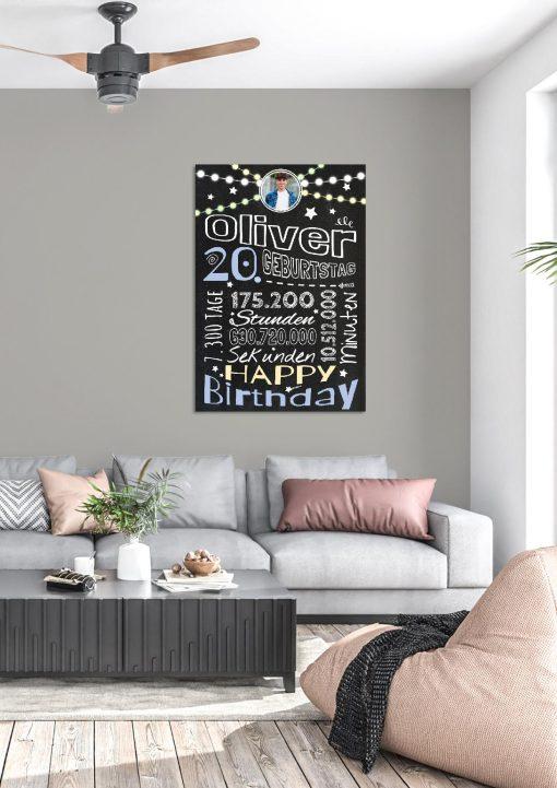 Meilensteintafel Chalkboard Geschenk 20. Geburtstag Frau Mann Personalisiert Geburtstagstafel Retro Colors03