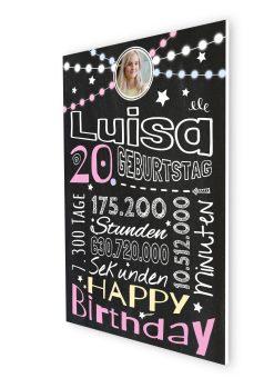 Meilensteintafel Chalkboard Geschenk 20. Geburtstag Frau Mann Personalisiert Geburtstagstafel Retro Colors07