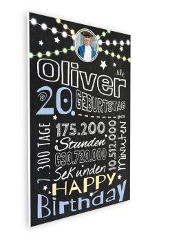 Meilensteintafel Chalkboard Geschenk 20. Geburtstag Frau Mann Personalisiert Geburtstagstafel Retro Colors08