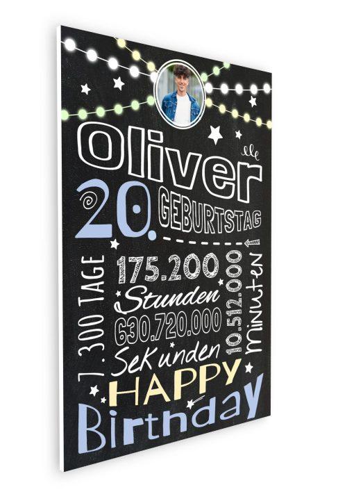 Meilensteintafel Chalkboard Geschenk 20. Geburtstag Frau Mann Personalisiert Geburtstagstafel Retro Colors08