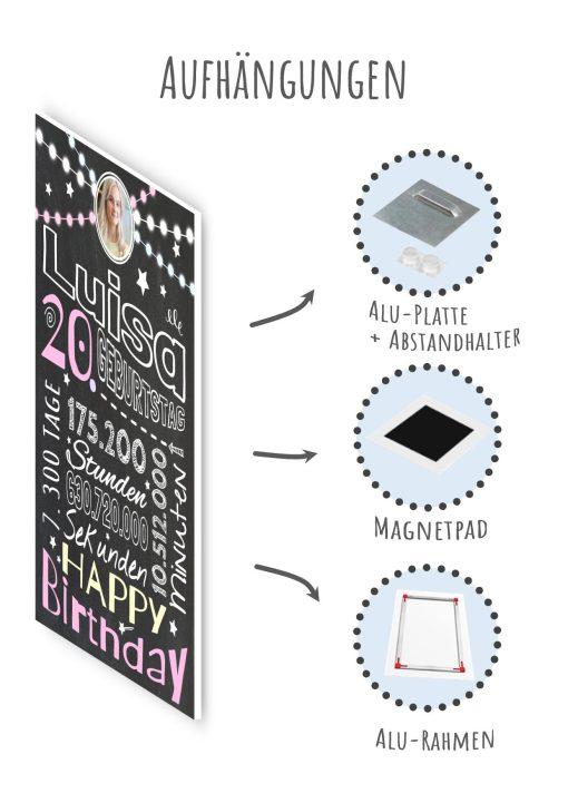 Meilensteintafel Chalkboard Geschenk 20. Geburtstag Frau Mann Personalisiert Geburtstagstafel Retro Colors10