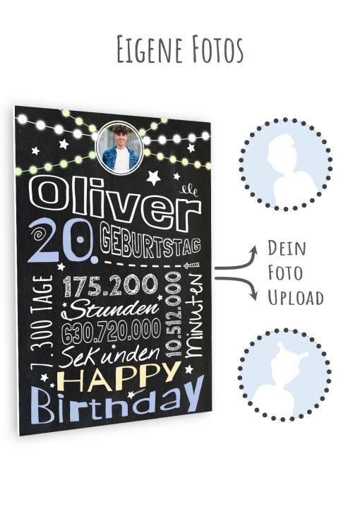 Meilensteintafel Chalkboard Geschenk 20. Geburtstag Frau Mann Personalisiert Geburtstagstafel Retro Colors11