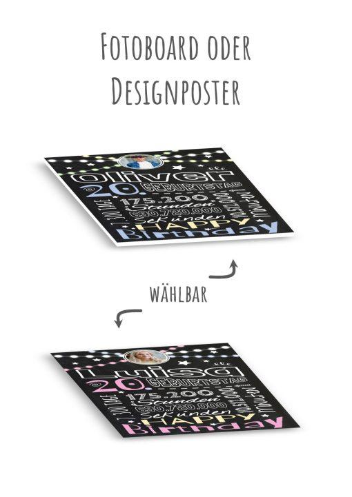 Meilensteintafel Chalkboard Geschenk 20. Geburtstag Frau Mann Personalisiert Geburtstagstafel Retro Colors13