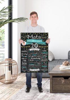 Meilensteintafel Chalkboard Geschenk 20. Geburtstag Personalisiert Geburtstagstafel Klassik Mann Frau15