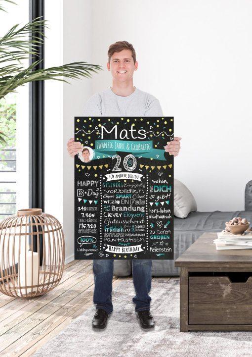 Meilensteintafel Chalkboard Geschenk 20. Geburtstag Personalisiert Geburtstagstafel Klassik Mann Frau15
