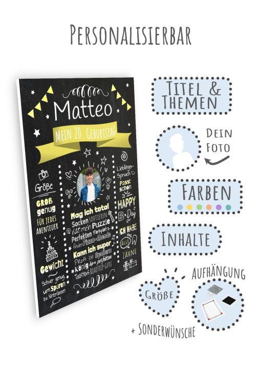 Meilensteintafel Chalkboard Geschenk 20. Geburtstag Personalisiert Witzig Geburtstagstafel Mann Frau Große Kinder09