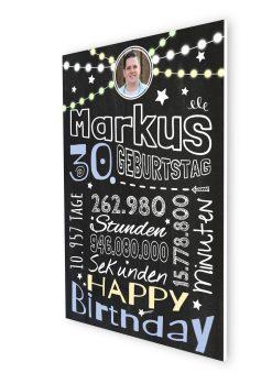 Meilensteintafel Chalkboard Geschenk 30. Geburtstag Frau Mann Personalisiert Geburtstagstafel Retro Colors07
