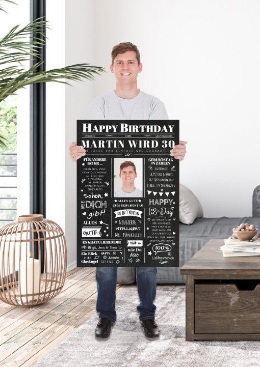 Meilensteintafel Chalkboard Geschenk 30. Geburtstag Zeitung Personalisiert Geburtstagstafel Mann Frau Klassik16