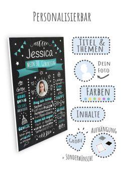 Meilensteintafel Chalkboard Geschenk 30. Geburtstag Personalisiert Witzig Geburtstagstafel Mann Frau Große Kinder09