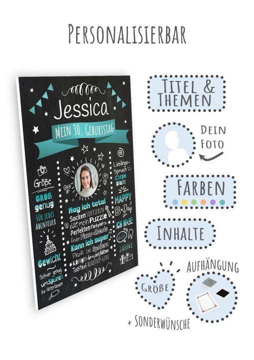 Meilensteintafel Chalkboard Geschenk 30. Geburtstag Personalisiert Witzig Geburtstagstafel Mann Frau Große Kinder09