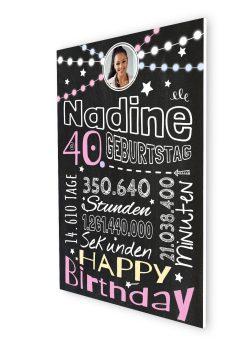 Meilensteintafel Chalkboard Geschenk 40. Geburtstag Frau Mann Personalisiert Geburtstagstafel Retro Colors Rosa Blau07