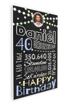 Meilensteintafel Chalkboard Geschenk 40. Geburtstag Frau Mann Personalisiert Geburtstagstafel Retro Colors Rosa Blau08