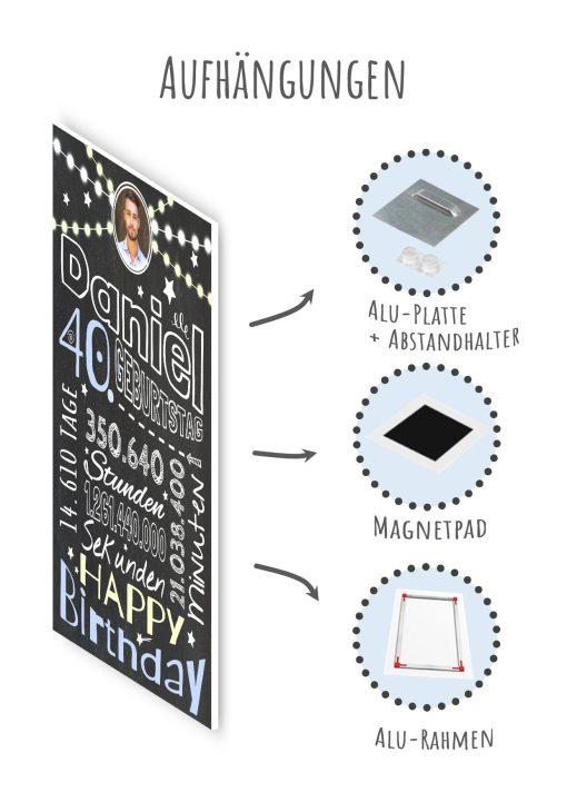 Meilensteintafel Chalkboard Geschenk 40. Geburtstag Frau Mann Personalisiert Geburtstagstafel Retro Colors Rosa Blau10