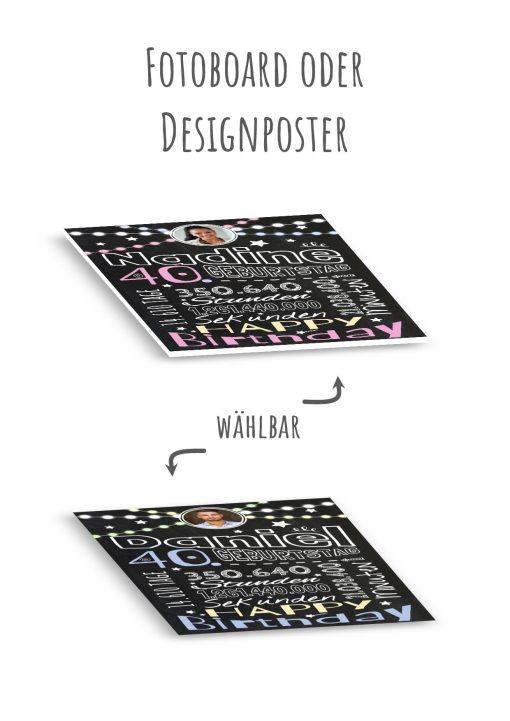 Meilensteintafel Chalkboard Geschenk 40. Geburtstag Frau Mann Personalisiert Geburtstagstafel Retro Colors Rosa Blau13