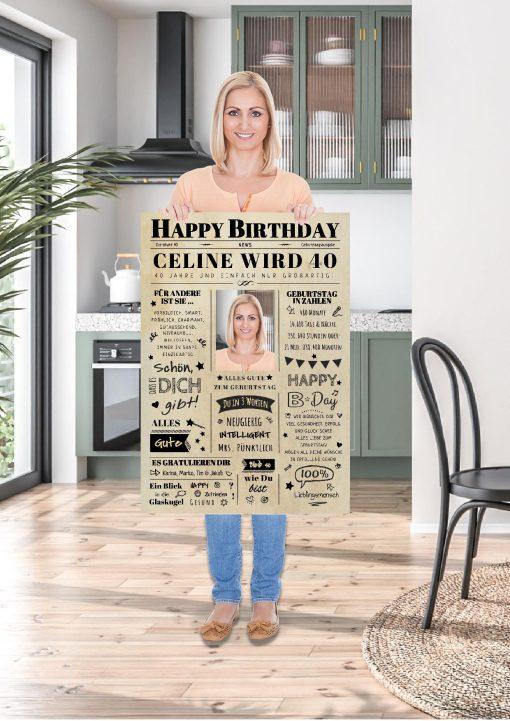 Meilensteintafel Chalkboard Geschenk 40. Geburtstag Zeitung Geburtstagsposter Jahrgangsposter Personalisiert Frau Mann Happy Birthday (21)