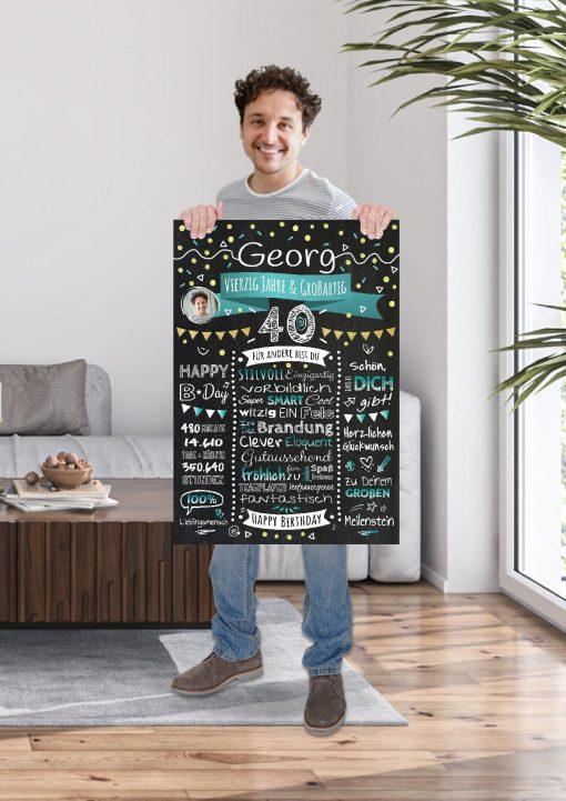 Meilensteintafel Chalkboard Geschenk 40. Geburtstag Personalisiert Geburtstagstafel Klassik Mann Frau15