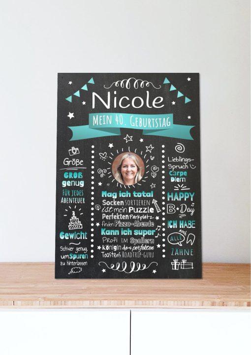 Meilensteintafel Chalkboard Geschenk 40. Geburtstag Personalisiert Witzig Geburtstagstafel Mann Frau Große Kinder06