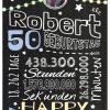 Meilensteintafel Chalkboard Geschenk 50. Geburtstag Frau Mann Personalisiert Geburtstagstafel Retro Colors Blau