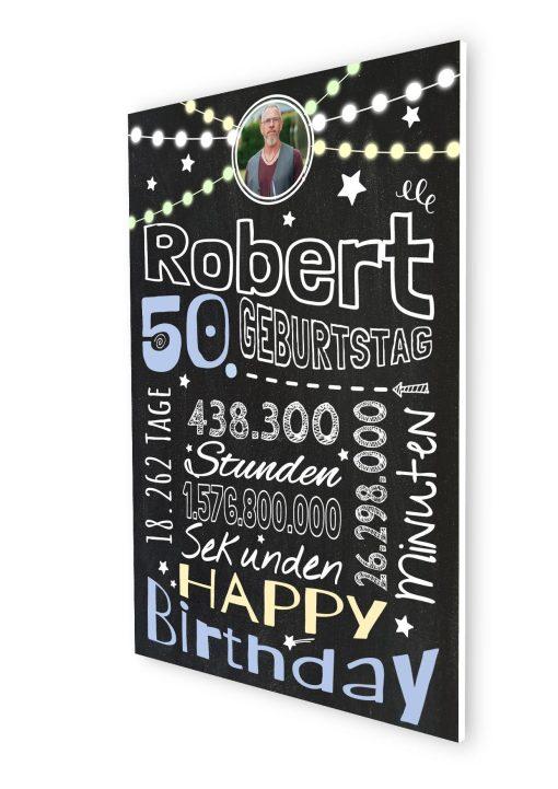 Meilensteintafel Chalkboard Geschenk 50. Geburtstag Frau Mann Personalisiert Geburtstagstafel Retro Colors Rosa Blau07