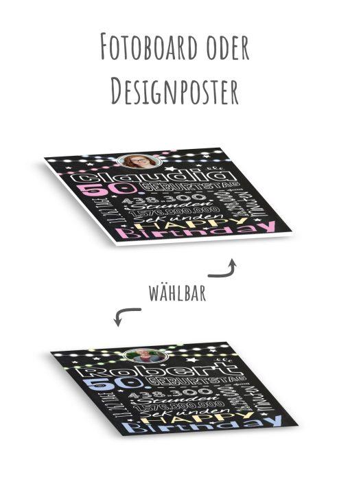 Meilensteintafel Chalkboard Geschenk 50. Geburtstag Frau Mann Personalisiert Geburtstagstafel Retro Colors Rosa Blau13