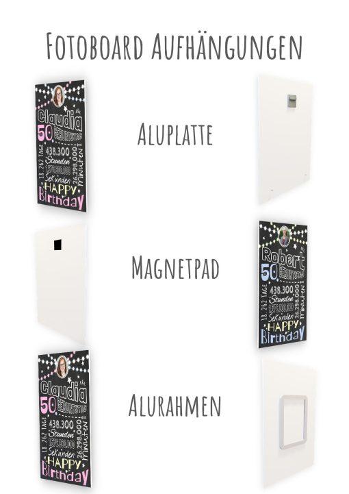 Meilensteintafel Chalkboard Geschenk 50. Geburtstag Frau Mann Personalisiert Geburtstagstafel Retro Colors Rosa Blau14