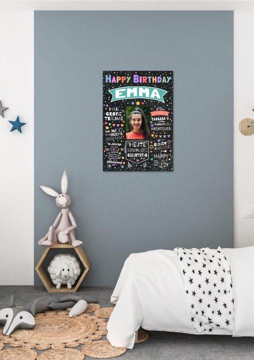 Meilensteintafel Chalkboard Geschenk 6., 7., 8., 9., 10. Geburtstag Kinder Geburtstagsposter Personalisiert Mädchen Junge Happy Birthday01