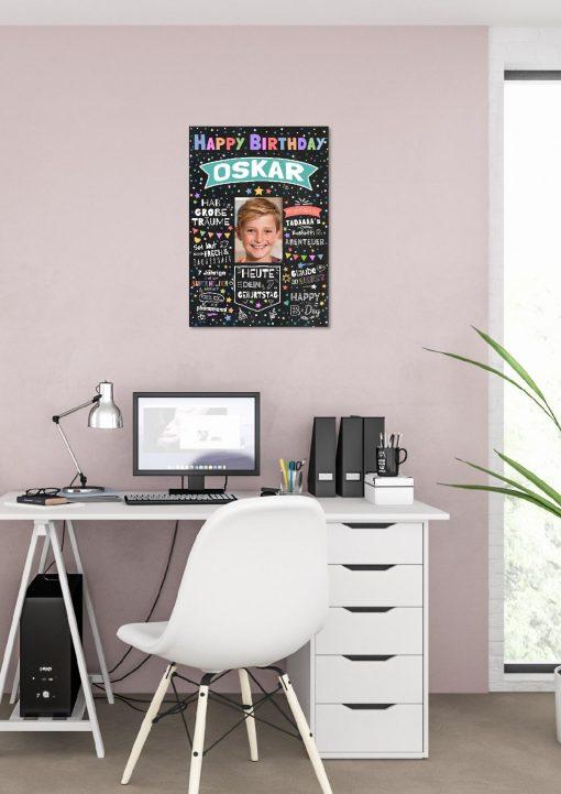 Meilensteintafel Chalkboard Geschenk 6., 7., 8., 9., 10. Geburtstag Kinder Geburtstagsposter Personalisiert Mädchen Junge Happy Birthday02