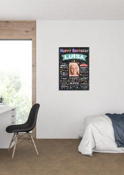 Meilensteintafel Chalkboard Geschenk 6., 7., 8., 9., 10. Geburtstag Kinder Geburtstagsposter Personalisiert Mädchen Junge Happy Birthday03