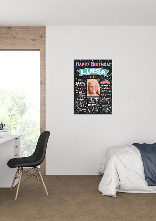 Meilensteintafel Chalkboard Geschenk 6., 7., 8., 9., 10. Geburtstag Kinder Geburtstagsposter Personalisiert Mädchen Junge Happy Birthday03