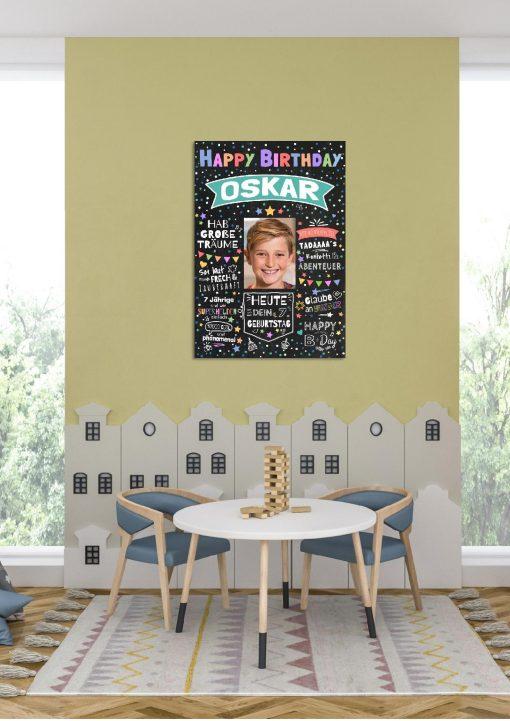 Meilensteintafel Chalkboard Geschenk 6., 7., 8., 9., 10. Geburtstag Kinder Geburtstagsposter Personalisiert Mädchen Junge Happy Birthday04