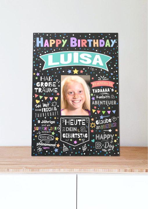 Meilensteintafel Chalkboard Geschenk 6., 7., 8., 9., 10. Geburtstag Kinder Geburtstagsposter Personalisiert Mädchen Junge Happy Birthday05